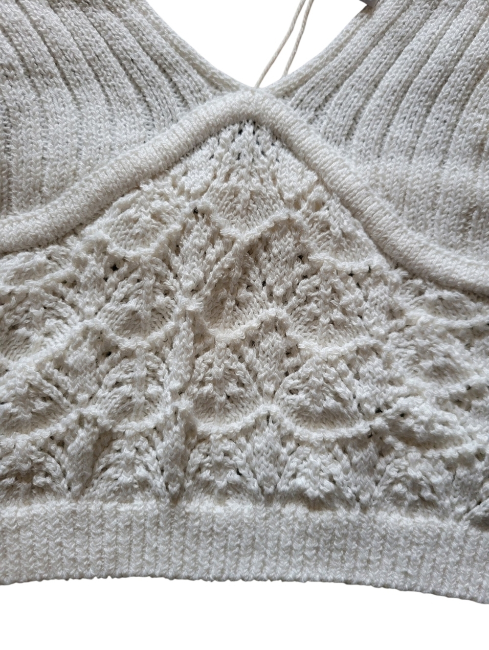 L* Space Lace Knit Bralette Crop Top - White - Picture 3 of 9